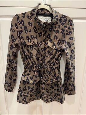 Tabitha Leopard-Print vintage Utility Jacket in Tan and Black XS fits a small